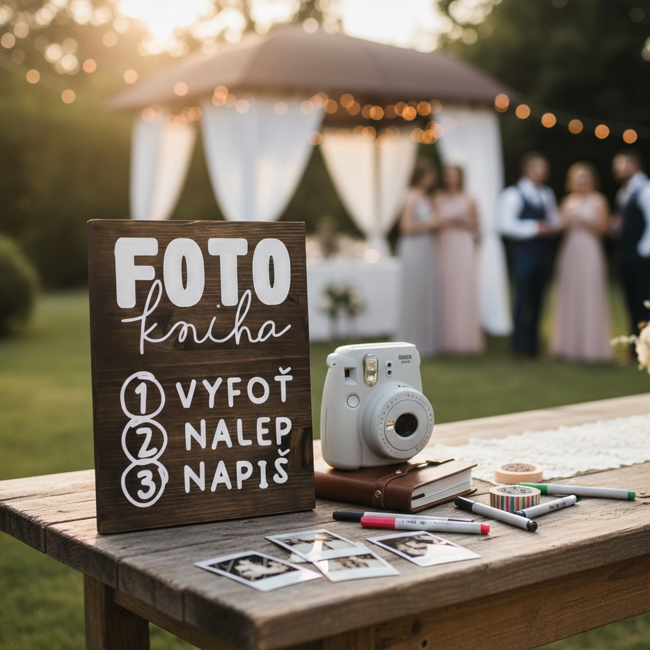 Dřevěná cedulka na svatbu s motivem Fotokniha - kopie