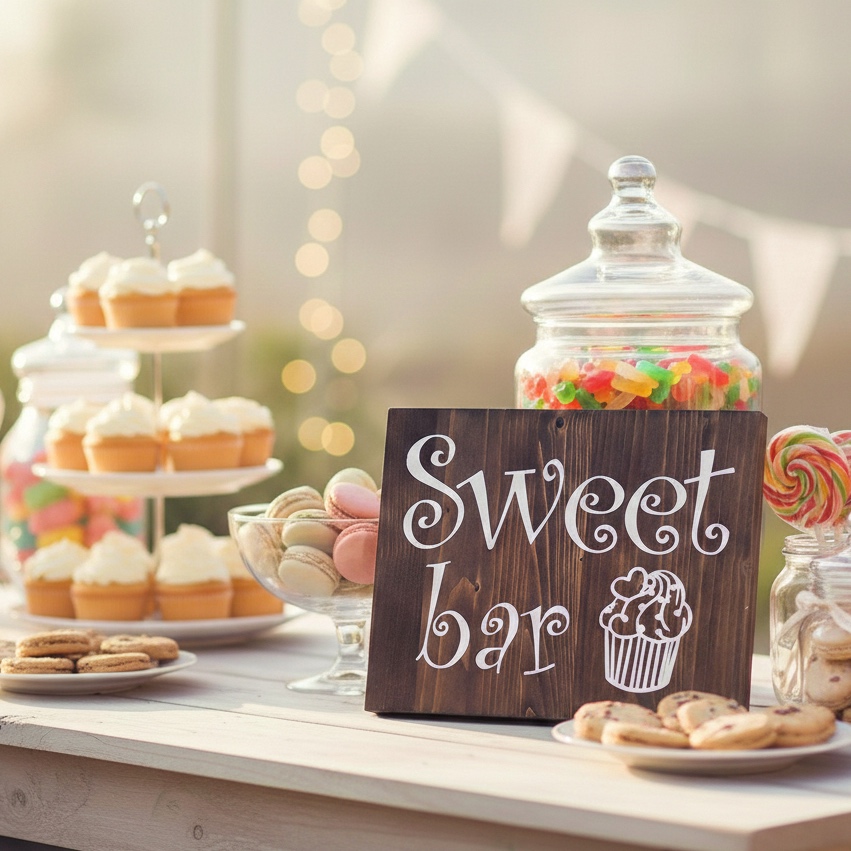 Dřevěná cedulka s motivem Sweet Bar